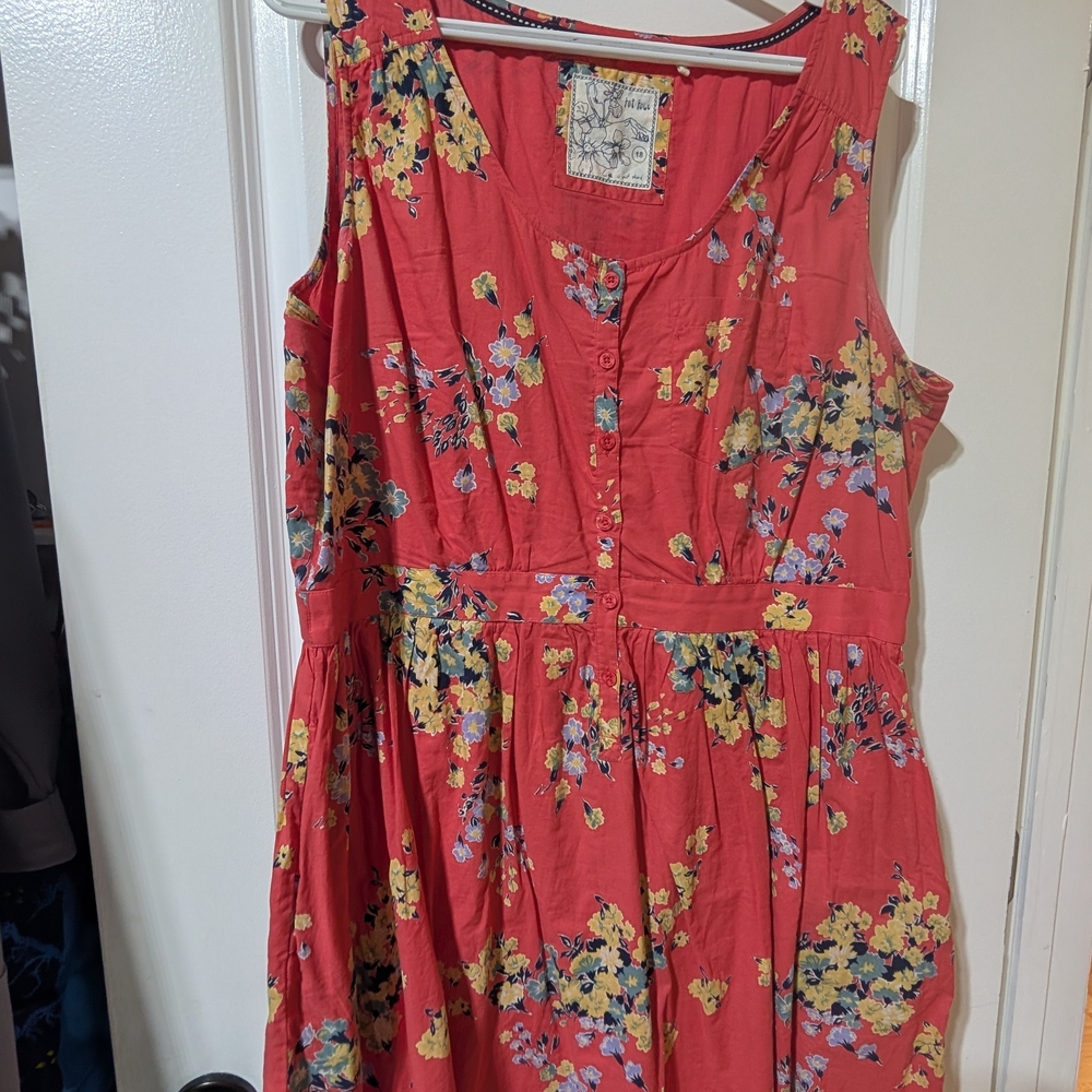 Floral Spring Midi Sleeveless Dress in Dark Pink by FatFace